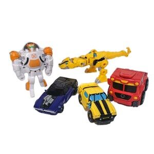 Transformers Rescue Bots Figures Mixed Lot of 5 Bumblebee Dino Car Robot Toys